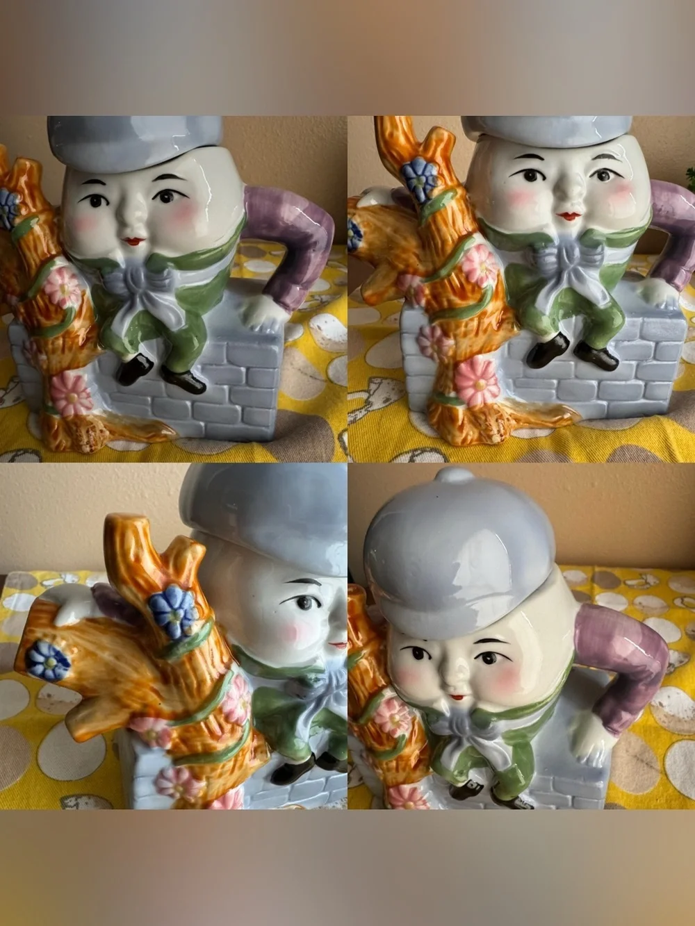 Feitx Vintage colorful Humpty Dumpty teapot